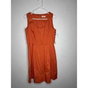 NWT Calvin Klein Women Orange Ember Sleeveless Back Zip Sheath Dress Size 10 New